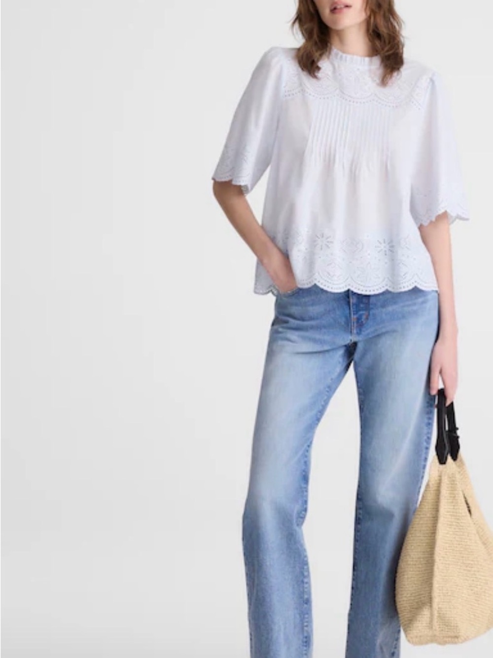 Madewell Light Blue Eyelet Ruffle Blouse